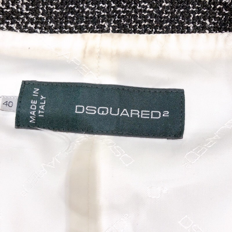 ディースクエアード DSQUARED ツイードチェスターコート ブラック ...