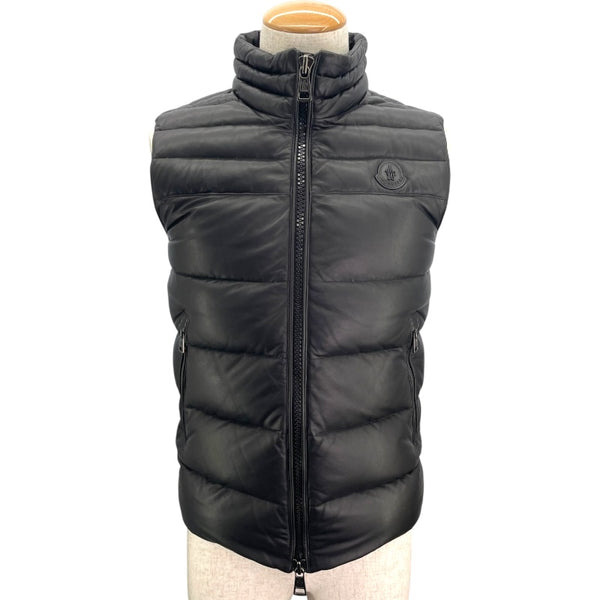 モンクレール MONCLER DUPRES レザーダウンベスト ブラック レザー/ナイロン メンズ ダウンベスト