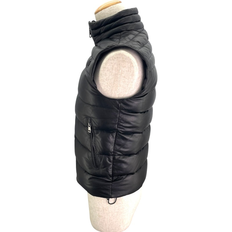モンクレール MONCLER DUPRES レザーダウンベスト ブラック レザー/ナイロン メンズ ダウンベスト
