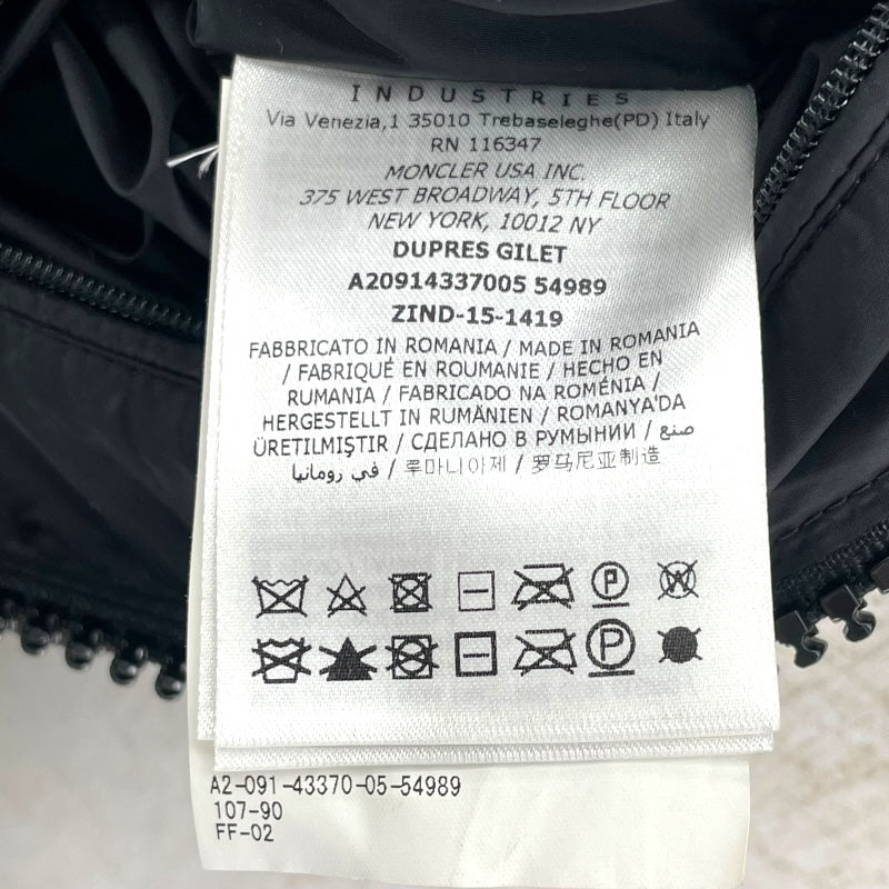 モンクレール MONCLER DUPRES レザーダウンベスト ブラック レザー/ナイロン メンズ ダウンベスト