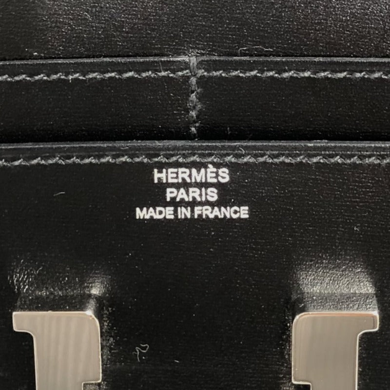エルメス HERMES コンスタンスミニ コンパクト □O刻 ブラック　シルバー金具 ボックスカーフ レディース 二つ折り財布