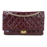 シャネル CHANEL 2.55 マトラッセ28 ラージ A37587 18番台 ボルドー/GD金具 パテントレザー レディース ショルダーバッグ