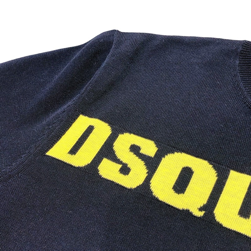 ディースクエアード DSQUARED 2 ロゴ ニットセーター S71HA0903 ブラック/イエロー コットン メンズ セーター