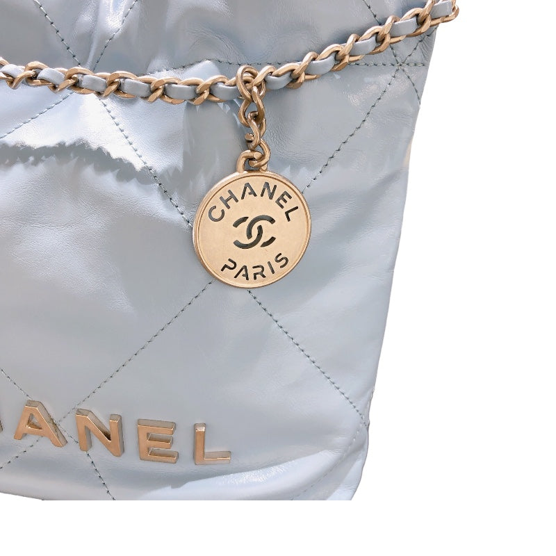 シャネル CHANEL CHANEL22 ミニ バッグ AS3980 ライトブルー カーフ シャイニーカーフ レディース ショルダーバッグ