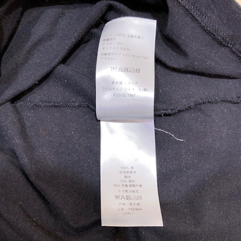 クリスチャン・ディオール Christian Dior × ERL ダメージ加工 ロゴ Tシャツ 313J647A0817 ブラック/シルバー  コットン メンズ 半袖Ｔシャツ