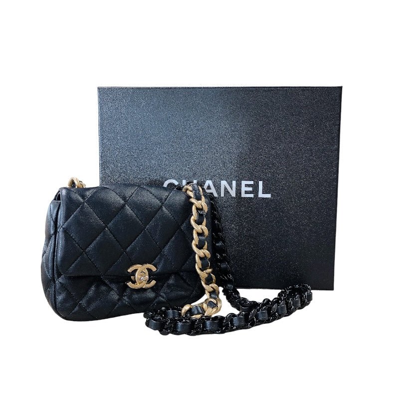 シャネル CHANEL ミニ フラップバッグ AS3205 ブラック ゴールド金具 ラムスキン レディース ショルダーバッグ