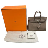 エルメス HERMES バーキン25 U刻印 エトゥープ　SV金具 トゴ トゴ レディース ハンドバッグ