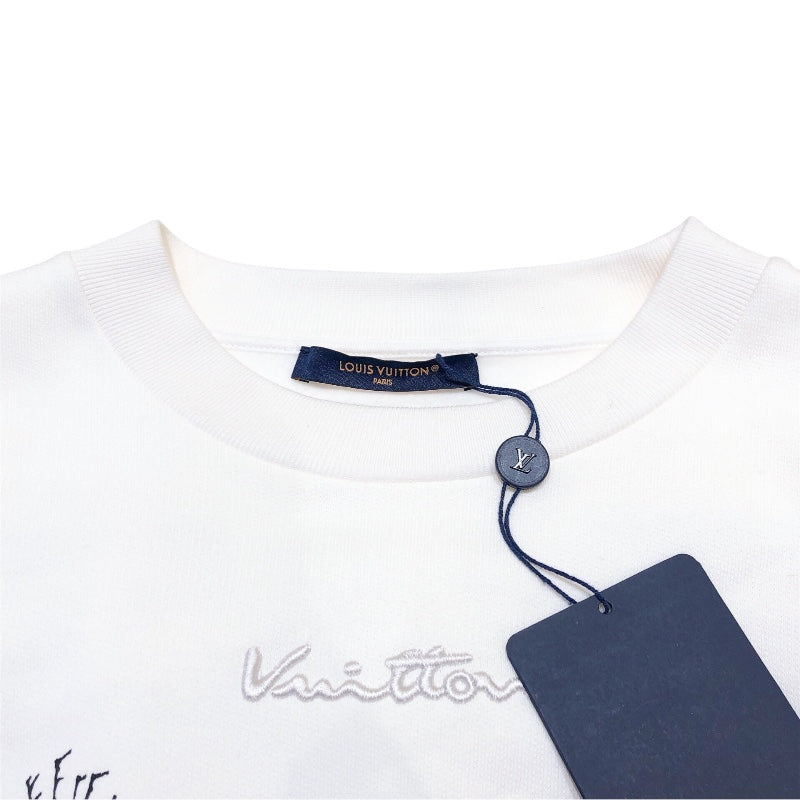 ルイ・ヴィトン LOUIS VUITTON グラフィックプリントスウェットシャツ 1AFB51 ホワイト コットン メンズ スウェット