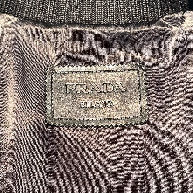 プラダ PRADA レザーボンバージャケット 23SS UPW455 ブラック レザー メンズ ブルゾン