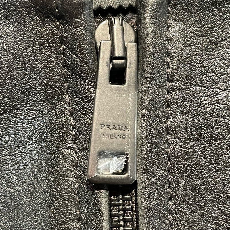 プラダ PRADA レザーボンバージャケット 23SS UPW455 ブラック レザー メンズ ブルゾン