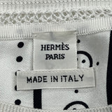 エルメス HERMES ツイルレーヌ ニットシャツ ホワイト×ブラック 38 シルク100% レディース ニット