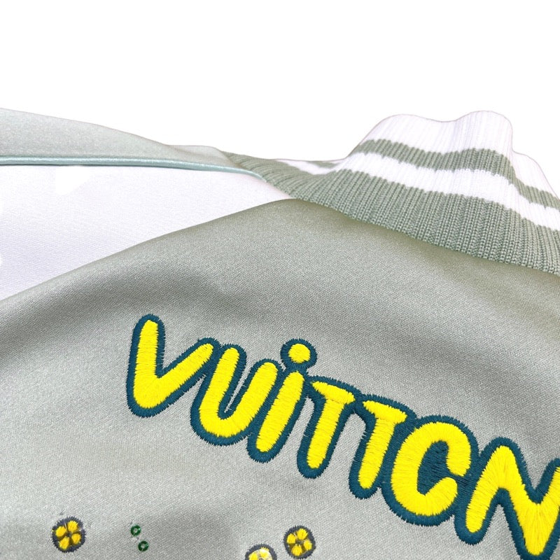 ルイ・ヴィトン LOUIS VUITTON エンブロイダードスーベニアジャケット 24SS 1AFHY1 グリーン×ホワイト ポリエステル メンズ ノーカラージャケット