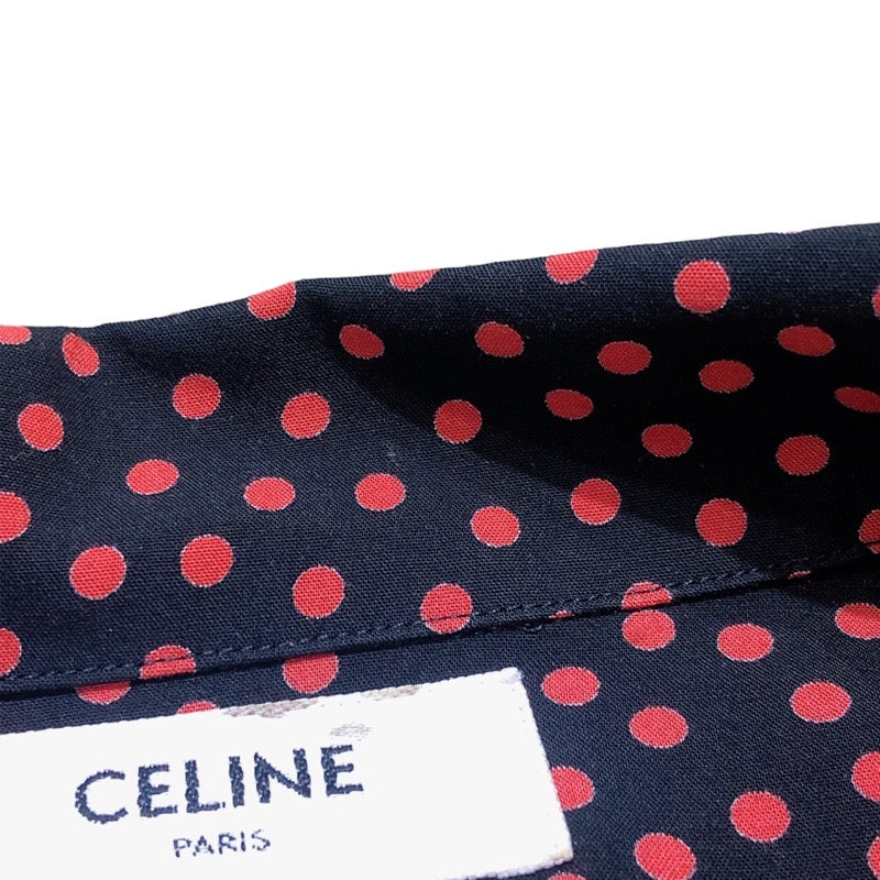 セリーヌ CELINE マルチドット半袖レーヨンシャツ 2C036962H レッド×ブラック GGプラス レーヨン メンズ 半袖シャツ