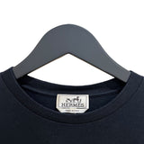 エルメス HERMES 刺繍デザイン Tシャツ ブラック コットン100％ メンズ 半袖Ｔシャツ