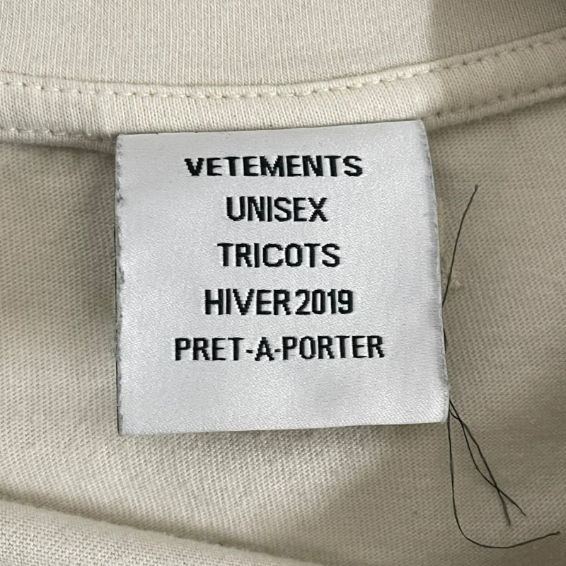 ヴェトモン VETEMENTS MONDAYウィークデイTシャツ UAH19TR302 ベージュ コットン メンズ 半袖Ｔシャツ