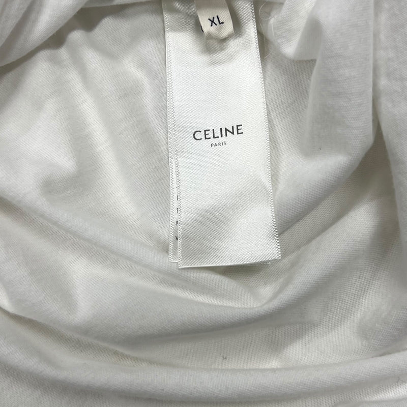 セリーヌ CELINE パームツリー プリントTシャツ ホワイト×マルチカラー XL コットン100％ メンズ 半袖Ｔシャツ