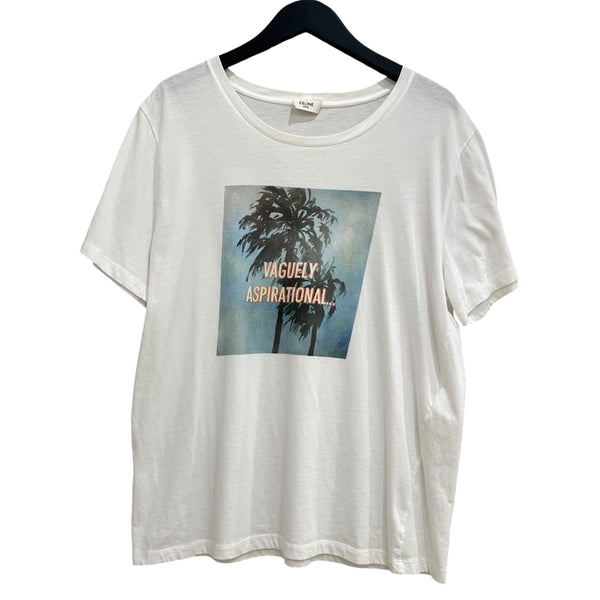 セリーヌ CELINE パームツリー プリントTシャツ ホワイト×マルチカラー XL コットン100％ メンズ 半袖Ｔシャツ