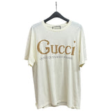 グッチ GUCCI グリッターロゴTシャツ 615044 アイボリー コットン メンズ 半袖Ｔシャツ