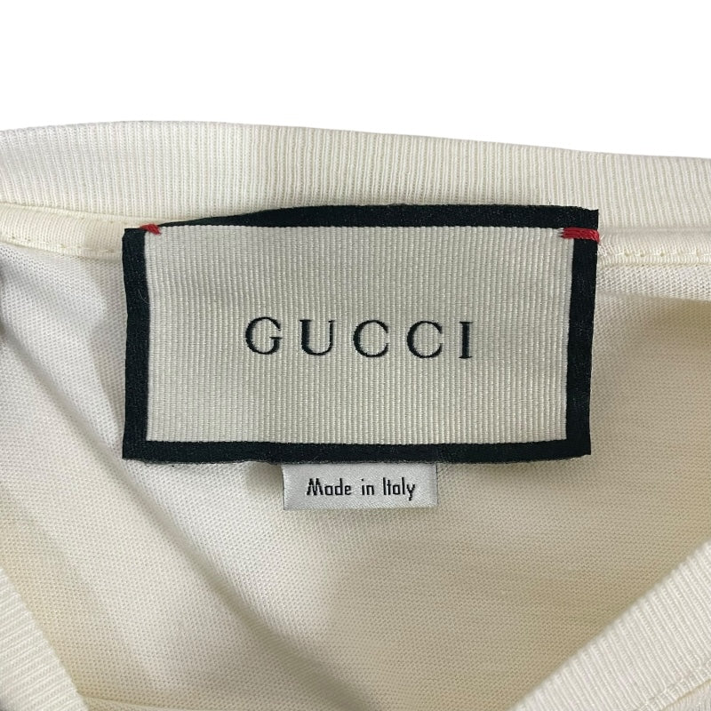 グッチ GUCCI グリッターロゴTシャツ 615044 アイボリー コットン メンズ 半袖Ｔシャツ