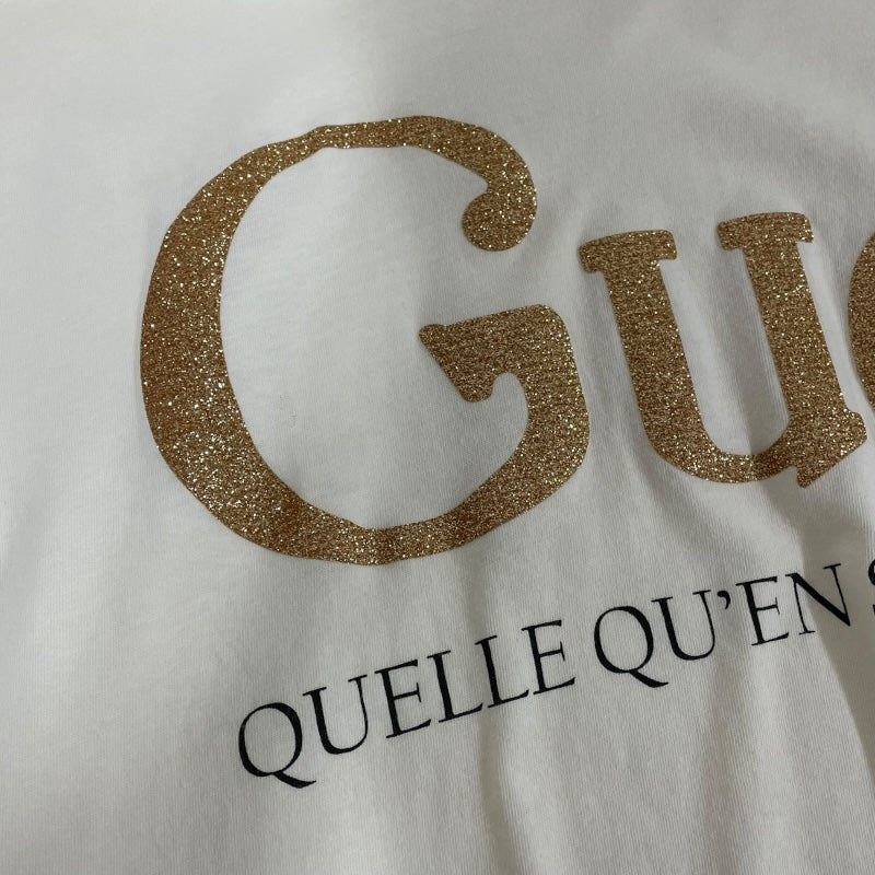 グッチ GUCCI グリッターロゴTシャツ 615044 アイボリー コットン メンズ 半袖Ｔシャツ