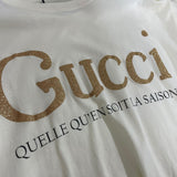 グッチ GUCCI グリッターロゴTシャツ 615044 アイボリー コットン メンズ 半袖Ｔシャツ