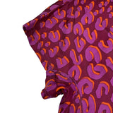 ルイ・ヴィトン LOUIS VUITTON レオパード柄シルク半袖ブラウス パープル コットン レディース ブラウス