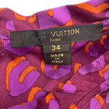 ルイ・ヴィトン LOUIS VUITTON レオパード柄シルク半袖ブラウス パープル コットン レディース ブラウス