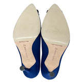 マノロブラニク Manolo Blahnik ハンギシサテンヒールパンプス 34  ブルー  サテン レディース パンプス