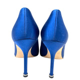 マノロブラニク Manolo Blahnik ハンギシサテンヒールパンプス 34  ブルー  サテン レディース パンプス