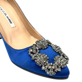 マノロブラニク Manolo Blahnik ハンギシサテンヒールパンプス 34  ブルー  サテン レディース パンプス