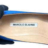 マノロブラニク Manolo Blahnik ハンギシサテンヒールパンプス 34  ブルー  サテン レディース パンプス