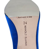 マノロブラニク Manolo Blahnik ハンギシサテンヒールパンプス 34  ブルー  サテン レディース パンプス
