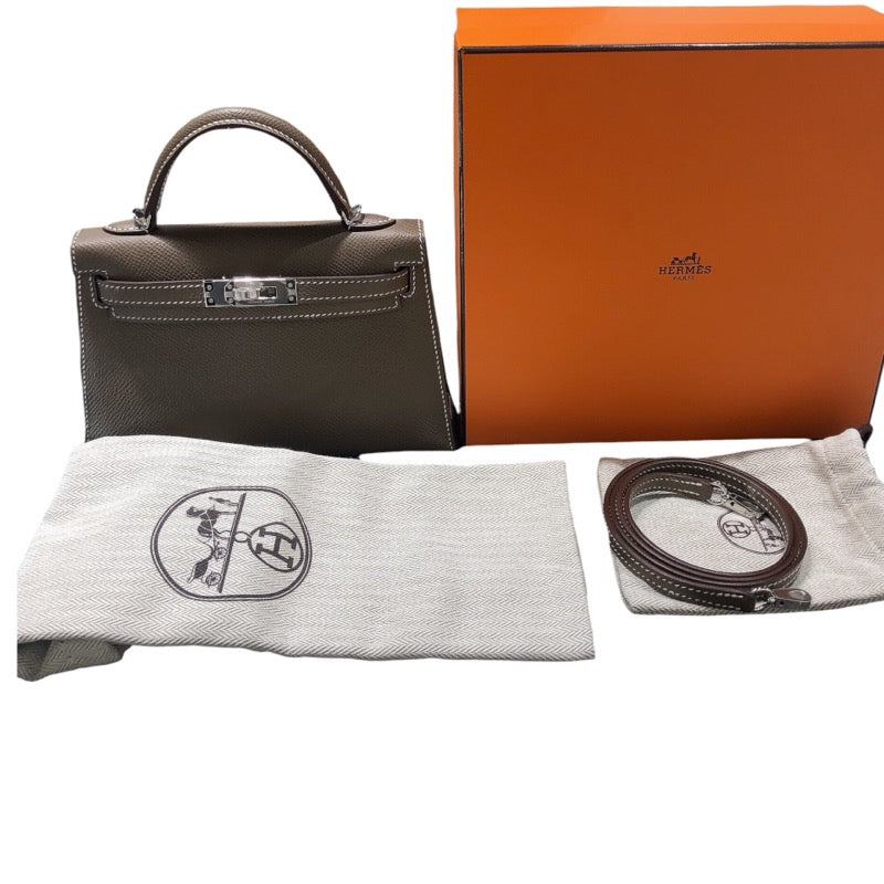 エルメス HERMES ミニケリー2 U刻印　(2022年製) エトゥープ　シルバー金具 ヴォーエプソン レディース ショルダーバッグ