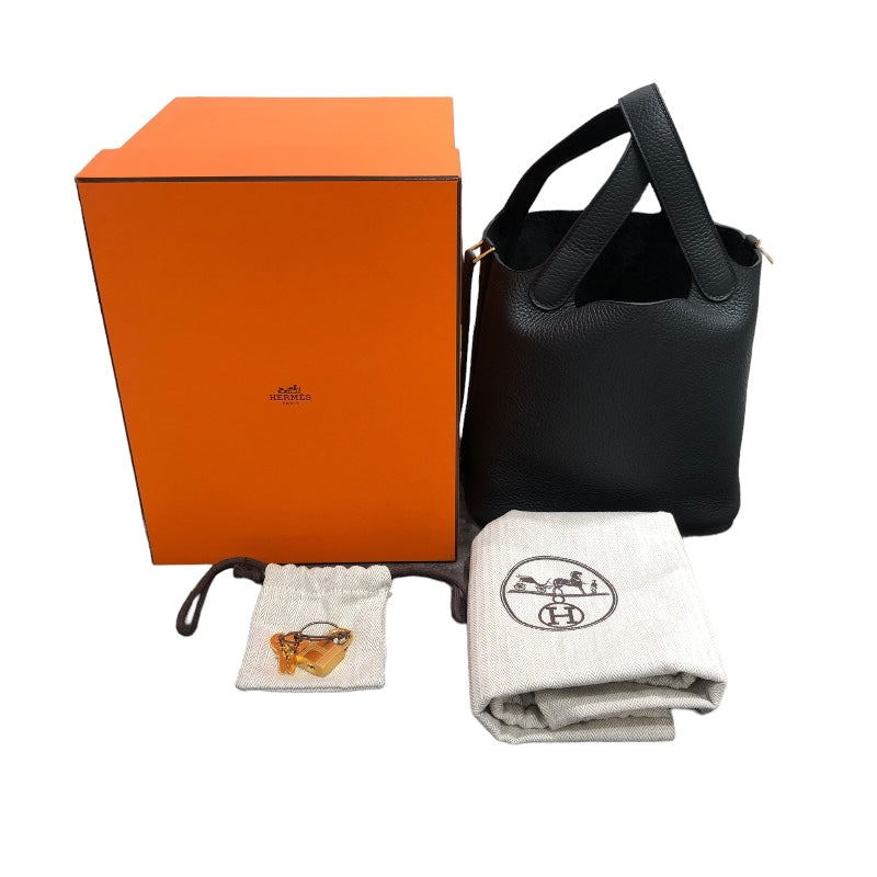 エルメス HERMES ピコタンロックPM W刻 ブラック GD金具  トリヨンクレマンス レディース ハンドバッグ
