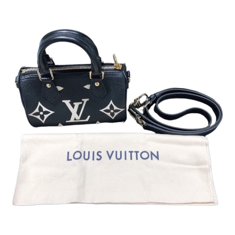 ルイ・ヴィトン LOUIS VUITTON ナノ・スピーディー M81456 アンプラント/ゴールド金具 エンボス加工したモノグラム・アンプラント レザー ショルダーバッグ