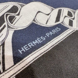 エルメス HERMES カレH 100 《エルメス・メタリック》 H104145T 11 マリン /ブラック/ホワイト カシミア/シルク メンズ スカーフ