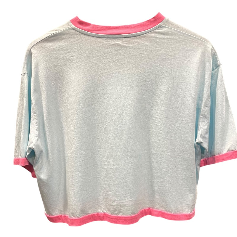 バルマン BALMAIN Birbie ロゴプリントクロップドTシャツ EE020GB03 ブルー コットン 半袖Ｔシャツ レディース 中古 バルマン BALMAIN Birbie ロゴプリントクロップドTシャツ