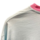 バルマン BALMAIN Birbie ロゴプリントクロップドTシャツ EE020GB03 ブルー コットン レディース 半袖Ｔシャツ