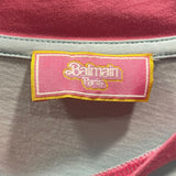 バルマン BALMAIN Birbie ロゴプリントクロップドTシャツ EE020GB03 ブルー コットン レディース 半袖Ｔシャツ