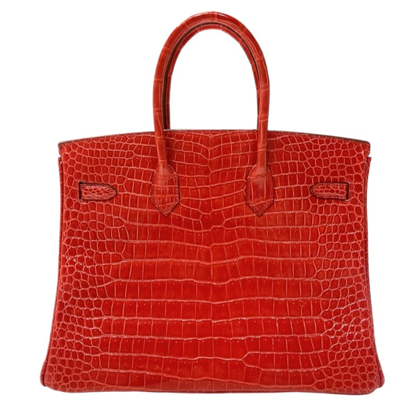 エルメス HERMES バーキン35 □O刻　(2011年製) ブーゲンビリア　シルバー金具 クロコポロサス　リセ レディース ハンドバッグ