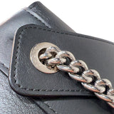 シャネル CHANEL ロゴパンチング　チェーンショルダーバッグ 27番台 ブラック シルバー金具 カーフスキン レディース ショルダーバッグ
