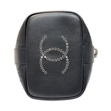 シャネル CHANEL ロゴパンチング　チェーンショルダーバッグ 27番台 ブラック シルバー金具 カーフスキン レディース ショルダーバッグ