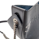 シャネル CHANEL ロゴパンチング　チェーンショルダーバッグ 27番台 ブラック シルバー金具 カーフスキン レディース ショルダーバッグ