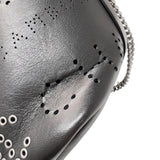 シャネル CHANEL ロゴパンチング　チェーンショルダーバッグ 27番台 ブラック シルバー金具 カーフスキン レディース ショルダーバッグ