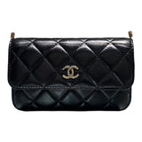 シャネル CHANEL パールチェーンウォレット AP1839 ブラック/ゴールド金具 ラムスキン レディース ウォレットチェーン