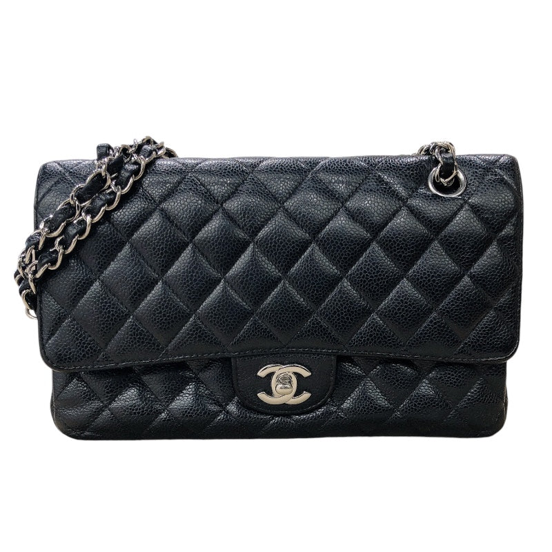 シャネル CHANEL マトラッセ25 ブラック/シルバー金具 キャビアスキン レディース ショルダーバッグ