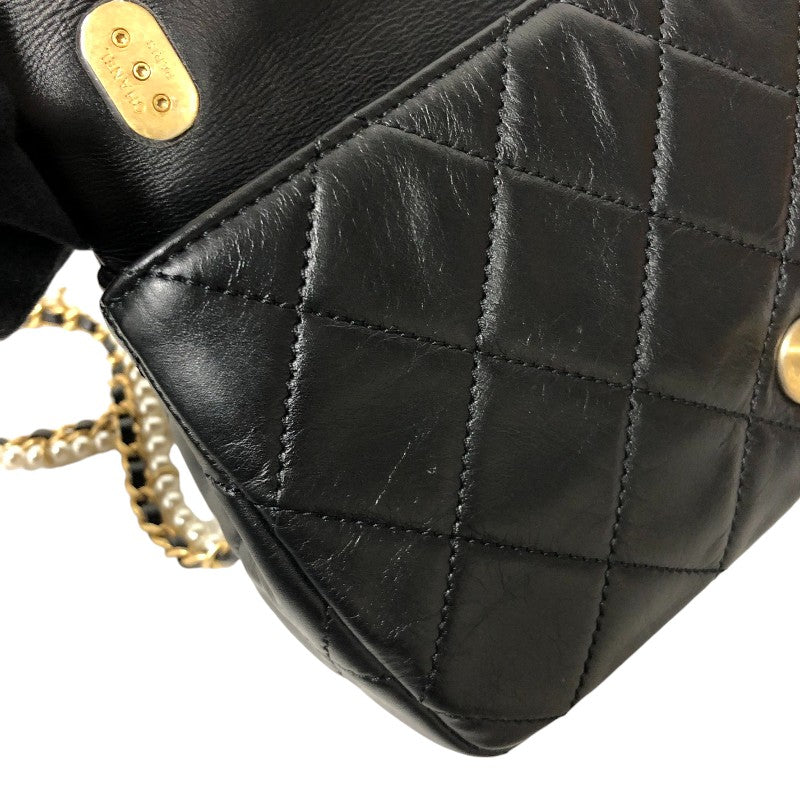 シャネル CHANEL マトラッセ スモールフラップバッグ AS2210 30番台 ブラック パール×ゴールド金具 カーフスキン レディース ショルダーバッグ