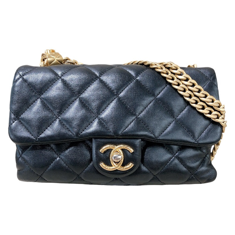 シャネル CHANEL マトラッセアジャスターチェーンショルダー ブラック/ゴールド金具 ラムスキン レディース ショルダーバッグ