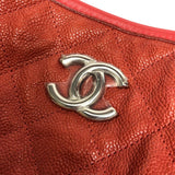シャネル CHANEL マトラッセ ホーボーバッグ レッド シルバー金具 ソフトキャビアスキン レディース ショルダーバッグ