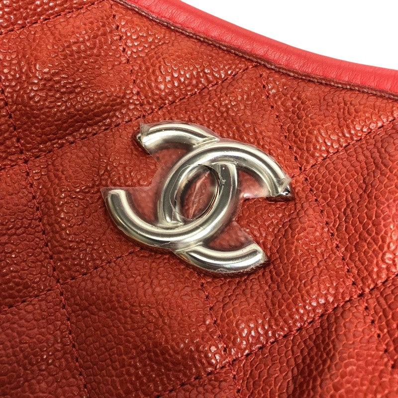 シャネル CHANEL マトラッセ ホーボーバッグ レッド シルバー金具 ソフトキャビアスキン レディース ショルダーバッグ
